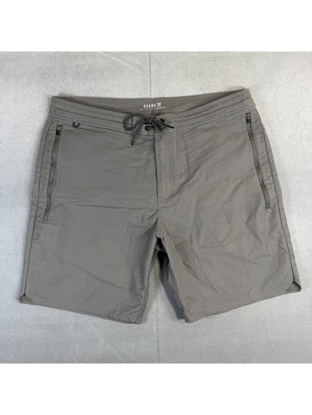 Roark Layover Traveler Shorts Mens 36 Gray 8" Hiking Drawstring Flex RS260